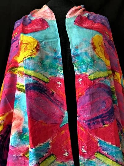 Vibrant Tulip Garden Cotton Scarf for wholesale by NINA J
