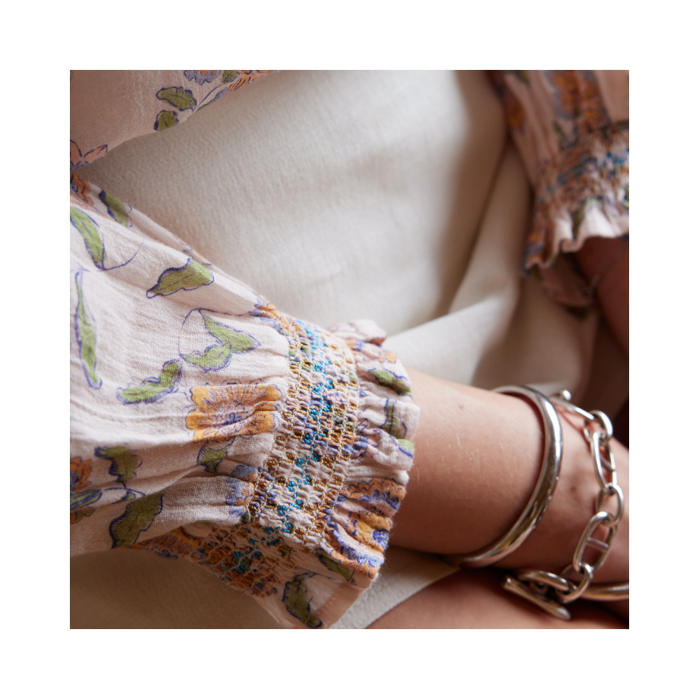 Bonheur du Jour - Wholesale Blouse - Women's - Noura Women's Blouse - Pink Flowers6