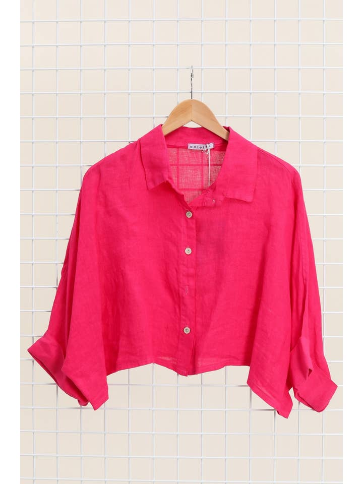 la maison des fibres naturelles - Wholesale Button Down Shirt - Women's - Linen crop shirt 83263 100% linen28