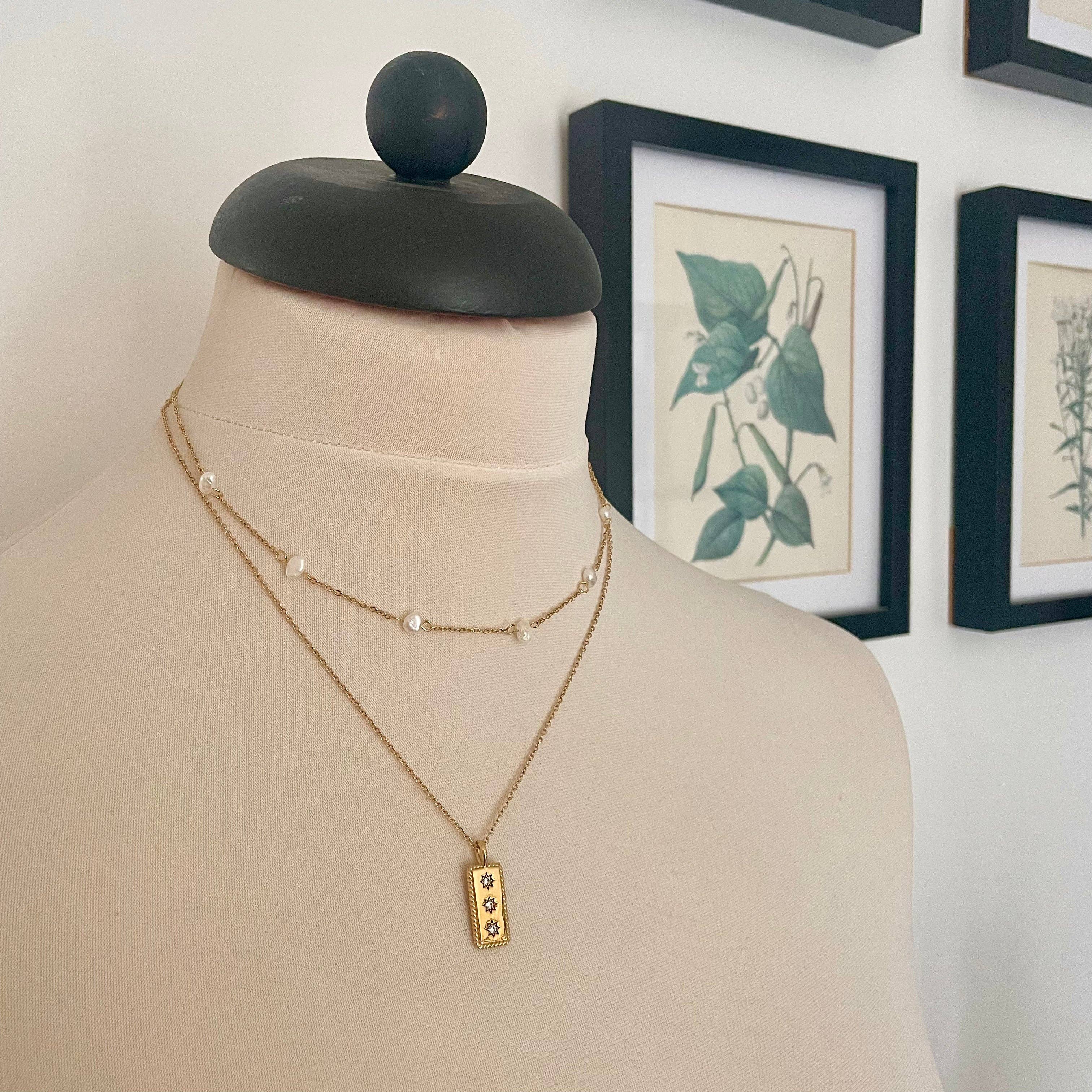 Little Nell Jewellery - Vente Collier maille et chaîne - Collier à perles dorées Everyday2