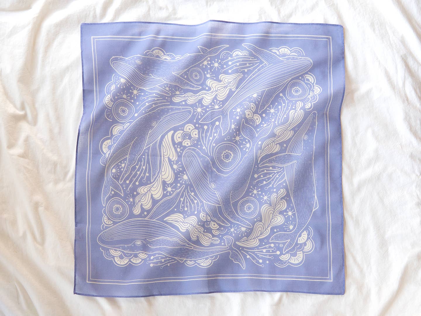 sol&mar art co. - Wholesale Bandana - Unisex - Whale, and the Ocean Bandana Scarf (Violet)1