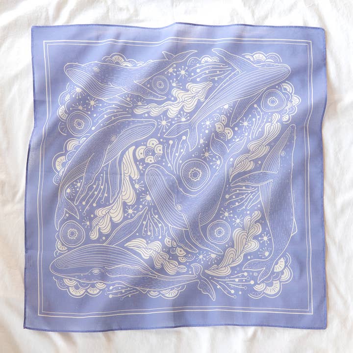 sol&mar art co. - Wholesale Bandana - Unisex - Whale, and the Ocean Bandana Scarf (Violet)1
