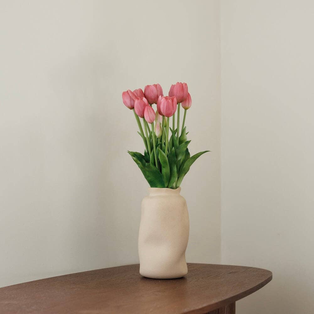 Flowrette - Wholesale Artificial Flowers - Pink tulip bunch with green amaranth artificial - high-end - real touch2