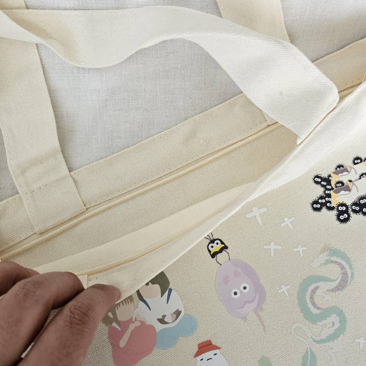 To The Ends - Wholesale Tote Bag - Women's - Kawaii Cute Zipper Tote Bag Spirited Away Canvas Tote