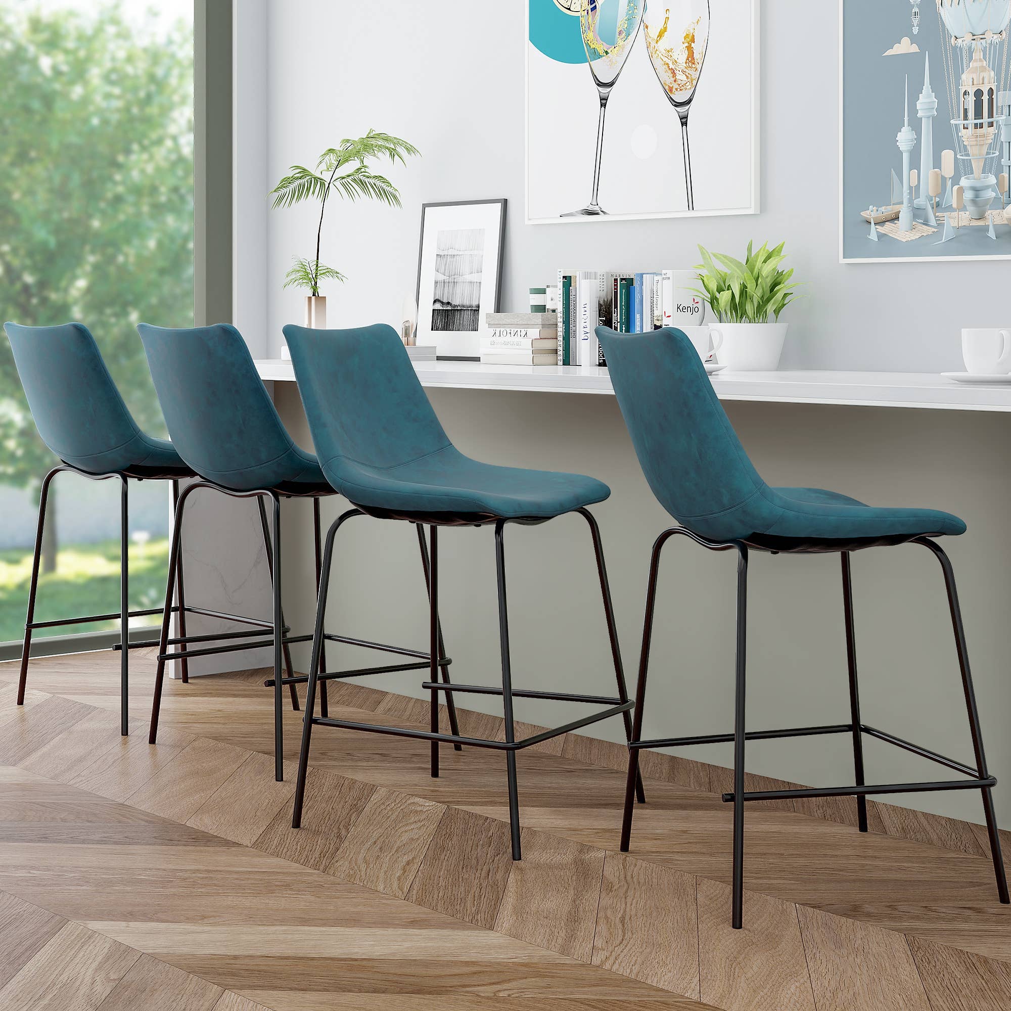 Abble - Wholesale Stool - 24in Faux Leather Upholstered Counter Stool (Set of 2)1