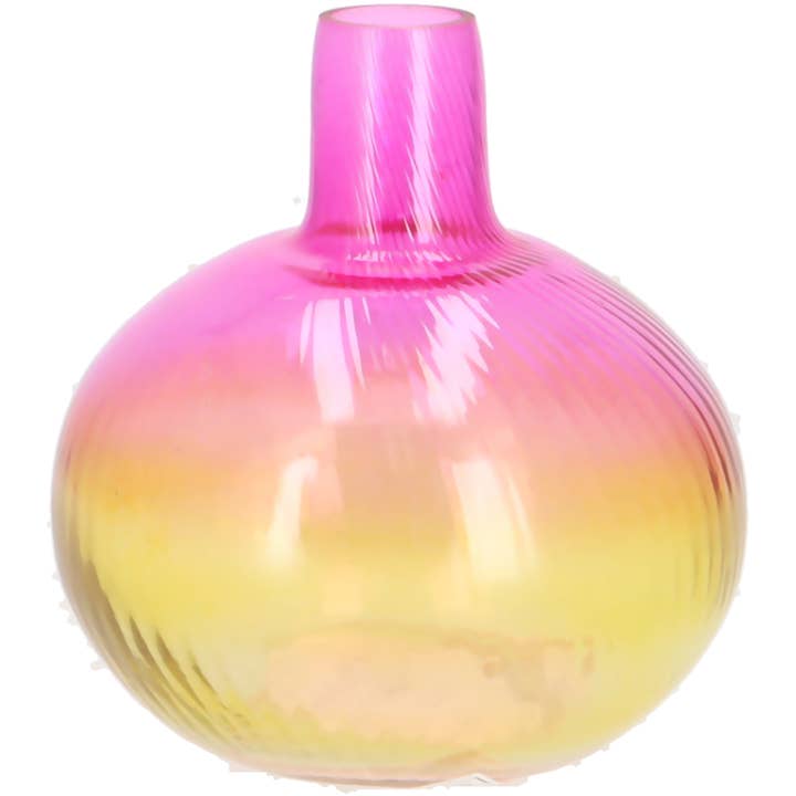 Vaso di vetro Wallow panciuto, D11cm, H12,5cm, Giallo/Pin per la vendita all'ingrosso da parte di Vosteen