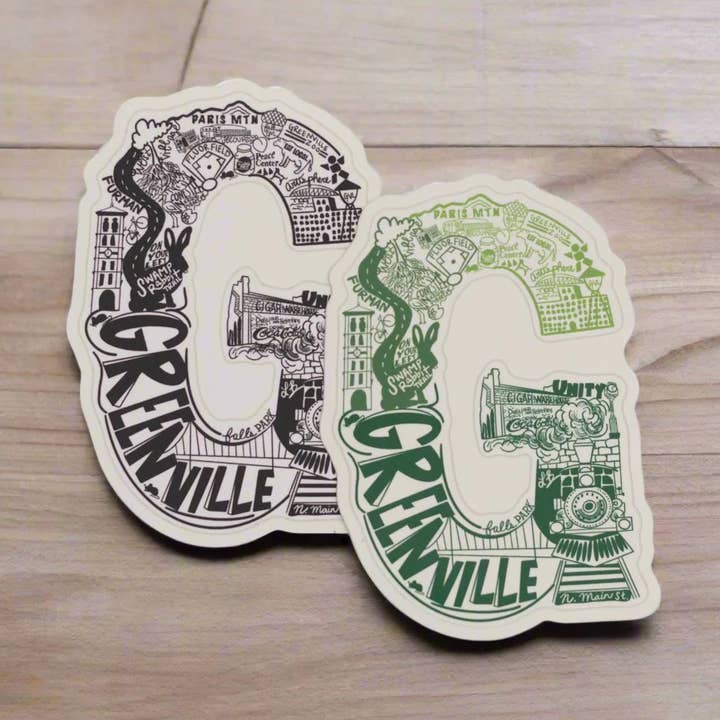 Letterscapes Greenville Sticker for wholesale by Puckleberry Finn
