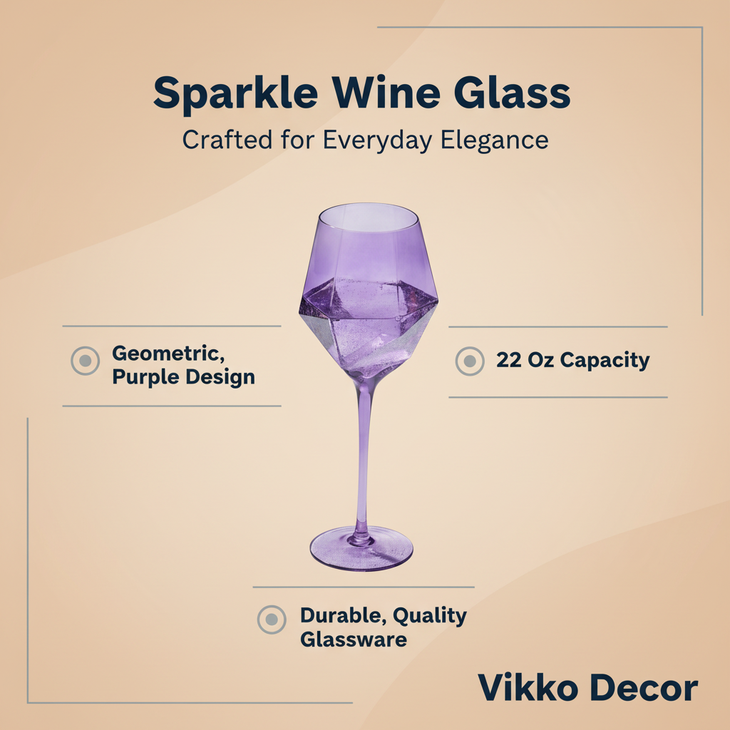 Kadra Kitchenware - Venta al por mayor Copas de vino - Vikko Decor - Copa de vino Sparkle, color morado, 22 onzas3