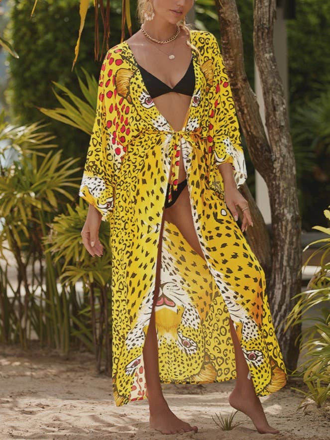 Rosa Clothing - Wholesale Kimono - Women's - Bohemian Leopard & Ocean Print Flowy Kimono9