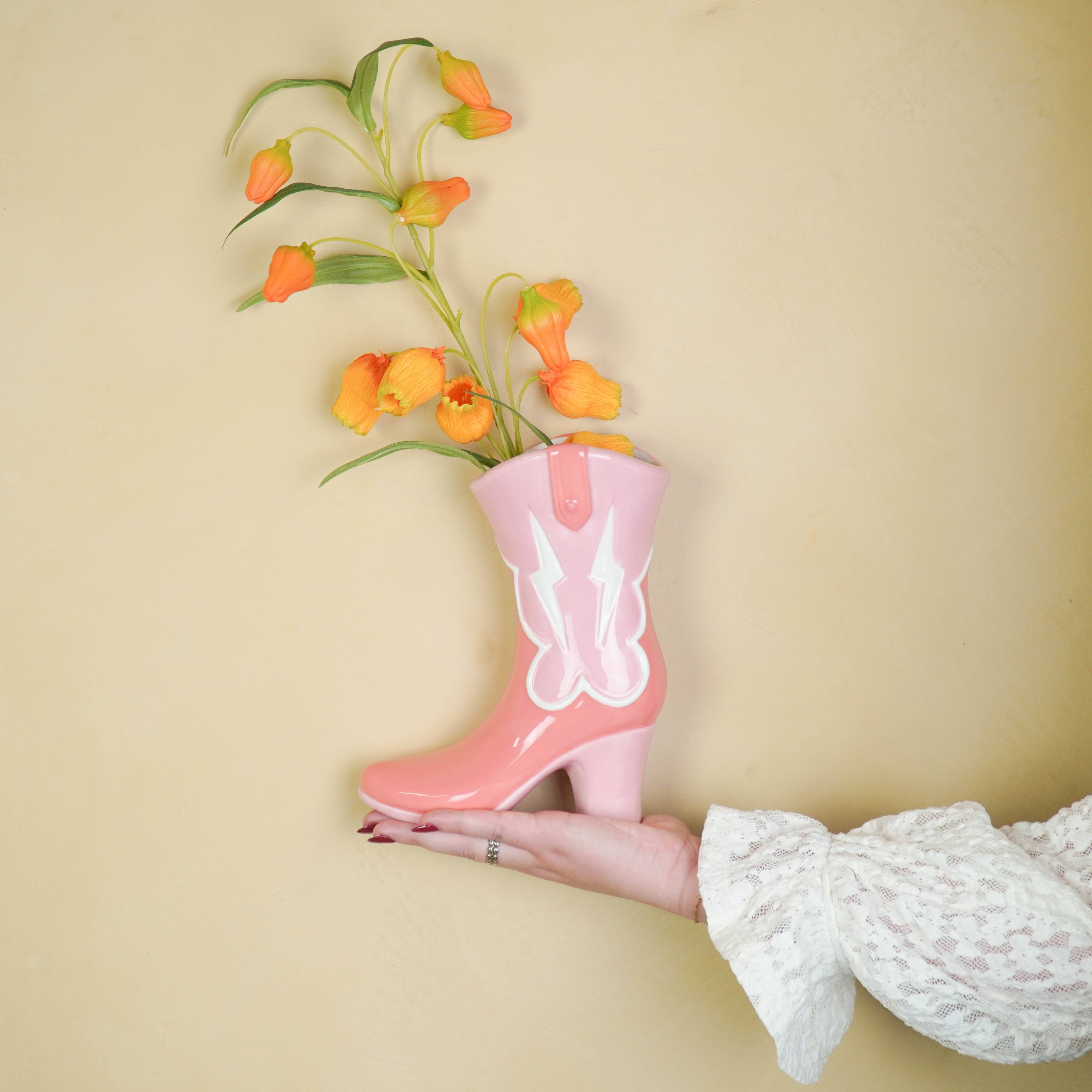 Housevitamin bv - Wholesale Vase - Flower Vase- Boot Vase- Ceramics- Pink/ Orange-16,5x10.5x26,5cm3