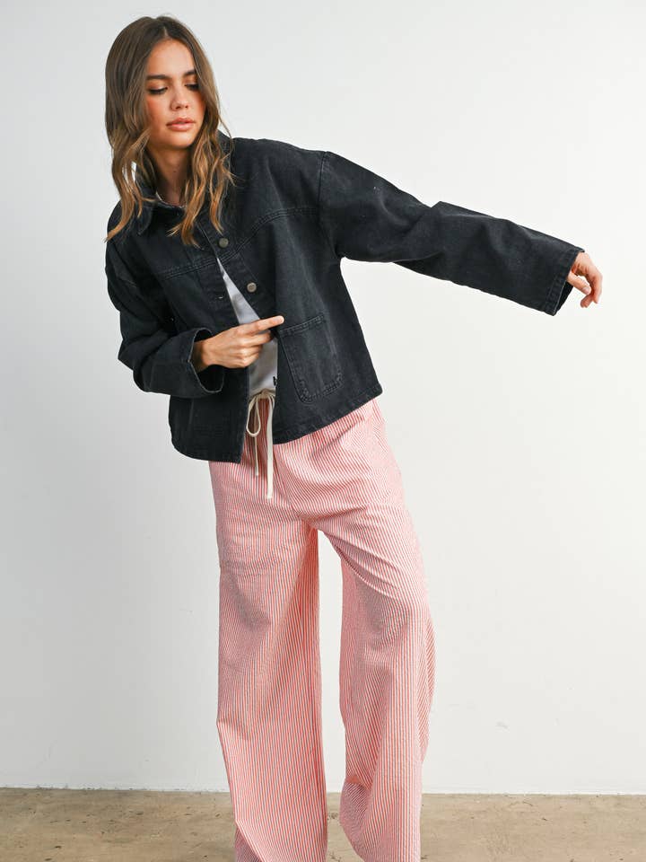 Button-Down Jacket with Shirt Collar and Pockets - BMJ7821 for wholesale by BUTTERMELON