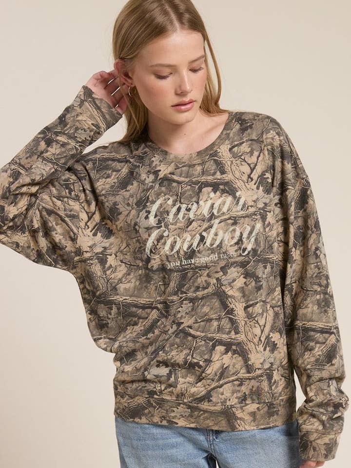 Caviar Cowboy Vintage Western Graphic Camo Tee for wholesale by Zutter