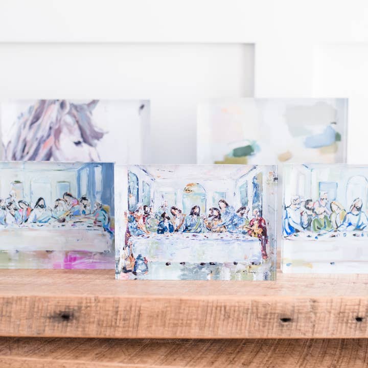 Chelsea McShane Art - Wholesale Decorative Tabletop Object - "Legacy Meal VI" acrylic shelfie