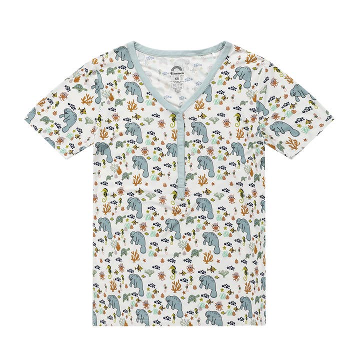 Manatee Adult Bamboo Pajamas Women's Top for wholesale by Emerson and Friends