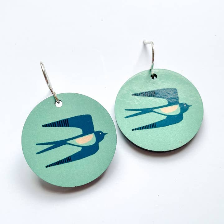 Swallow Earrings - Light Teal for wholesale by Jenni Douglas Designs