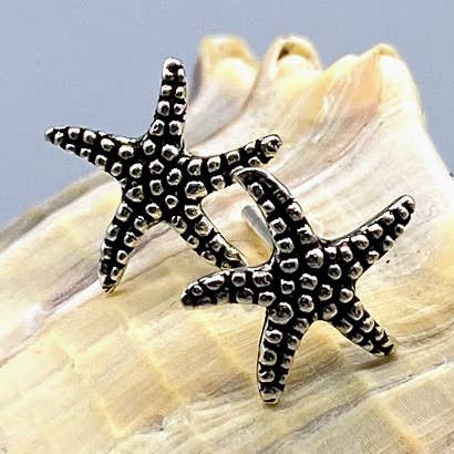 Oorstekers 925 zilver maritiem zeester zwart groot voor wholesale door LIVINCI