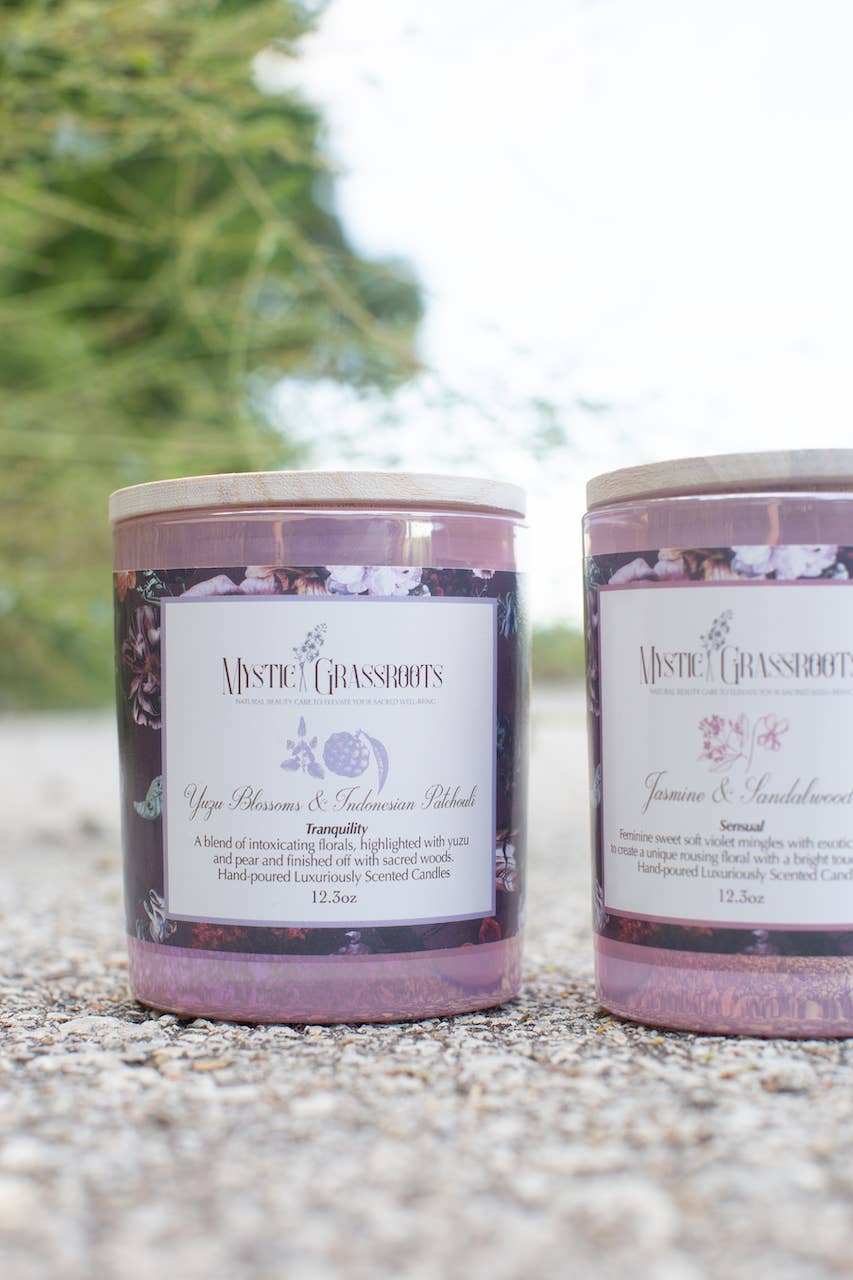 Mystic Grassroots - Wholesale Jar/Filled Candle - Yuzu + Indonesian Patchouli Luxury Wax Candle - 10 oz2