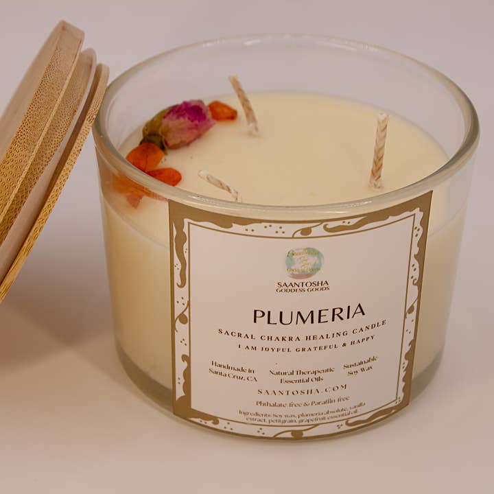 3-Wick Non-Toxic Candles with Crystals for wholesale by Saantosha Goddess Goods