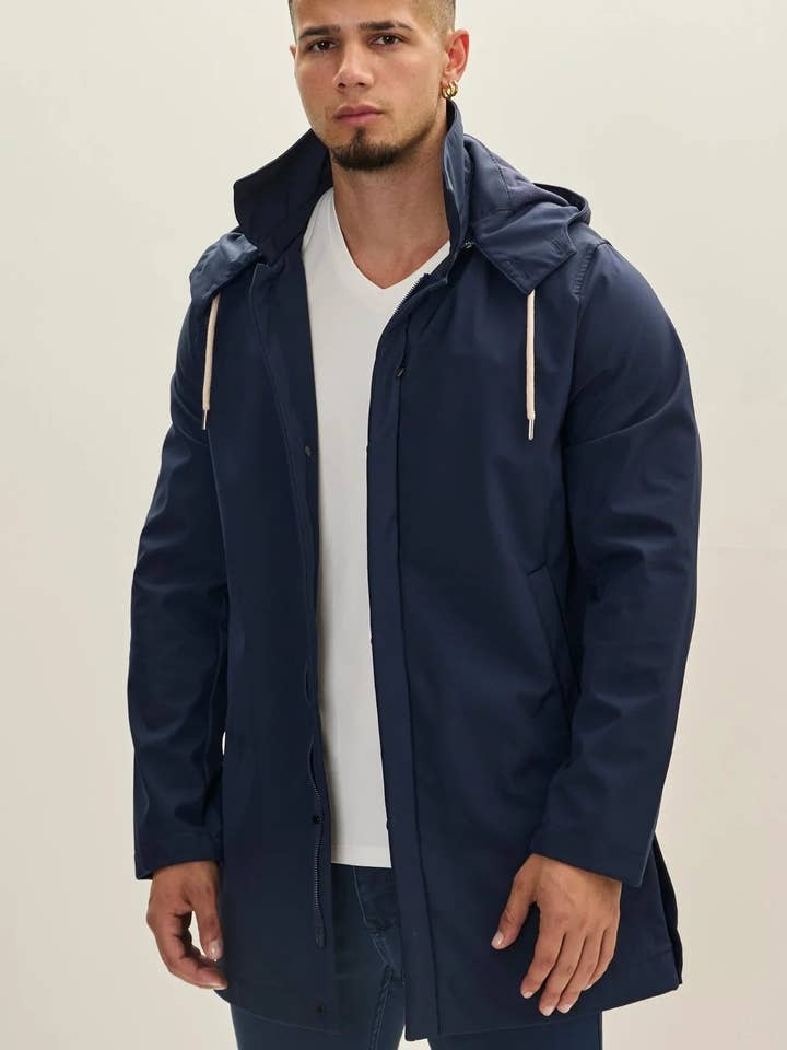 Men's Rain Coat - Navy for wholesale by Ron Tomson