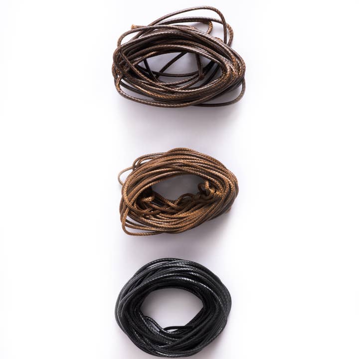 Tan, Brown, Black Wax Cord, 15yd for wholesale by Jewelry Made by Me