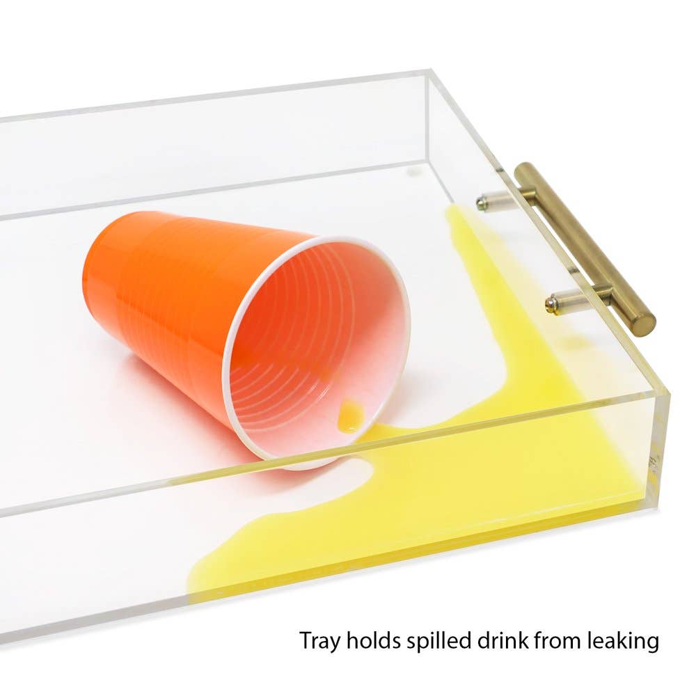 Isaac Jacobs International - Wholesale Serving Tray - Isaac Jacobs Clear Acrylic Serving Tray with Metal Handles58