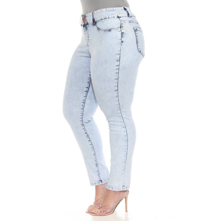 Plus Size Acid Wash Denim Jeans for wholesale on Faire2