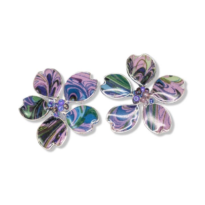 Purple Marble Textile Stud Earrings for wholesale by Perennial Peaces