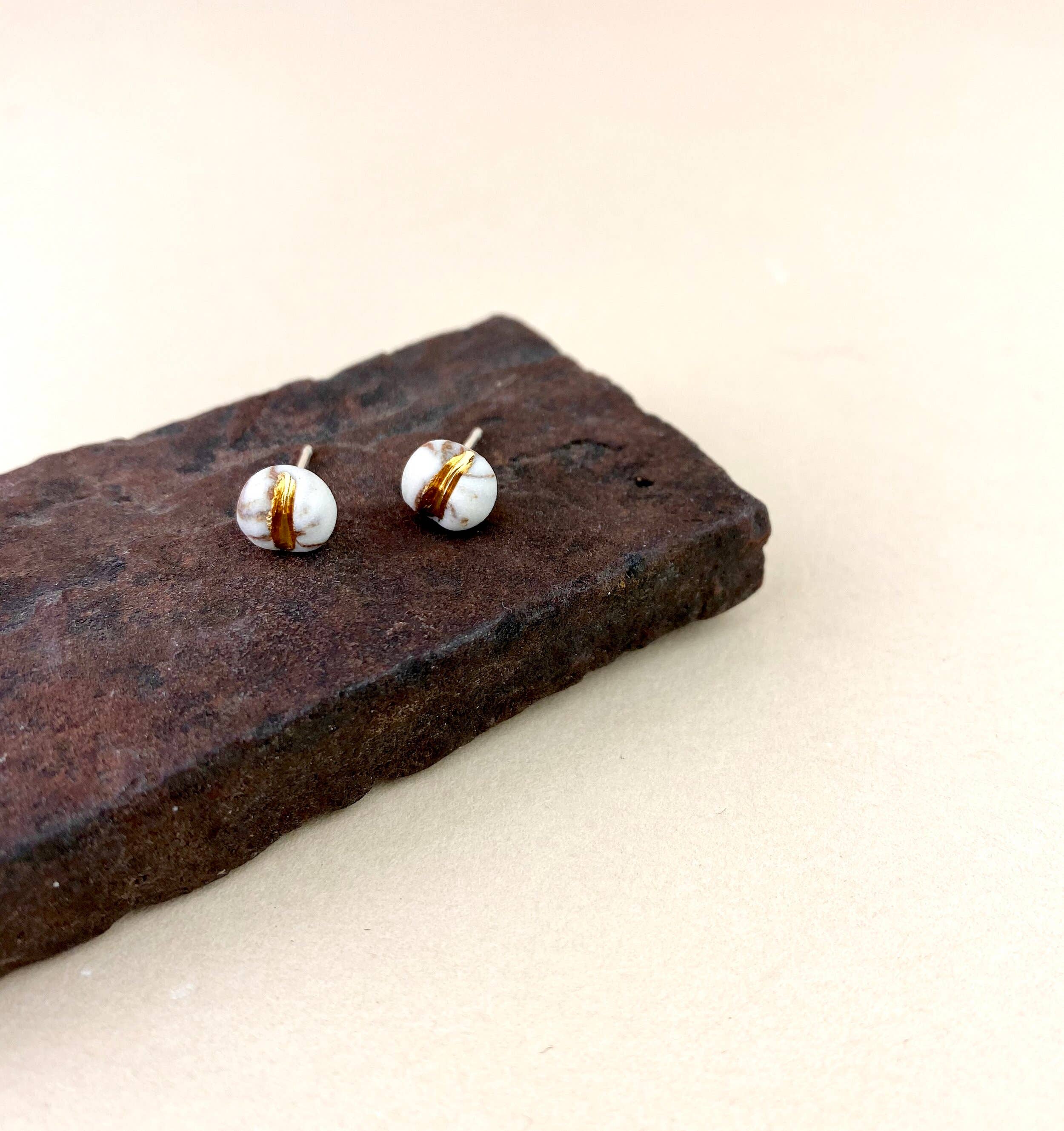 Barrow PDX – wholesale Stud/post earrings – Macaron Studs - Colorful Pigmented Porcelain with Gold7