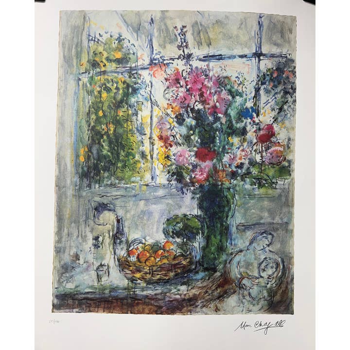 Marc Chagall Still Life with Flowers Facsimile LE Signed Art for wholesale by Deluxe Fine Art