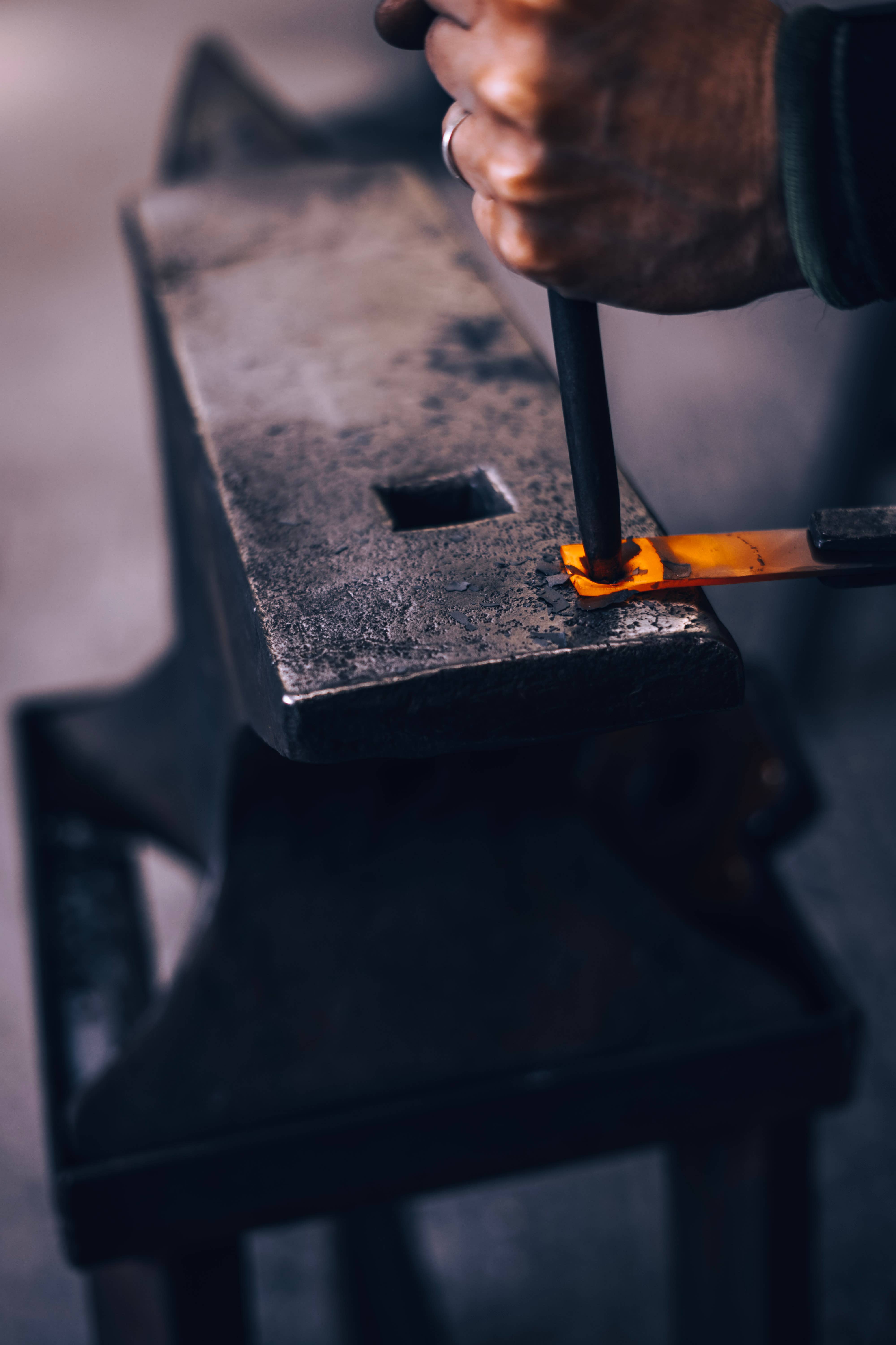 Coach House Forge – wholesale Fire pit – Handforged Iron 'Barley Twist' Poker with Bronze Hook Ring10