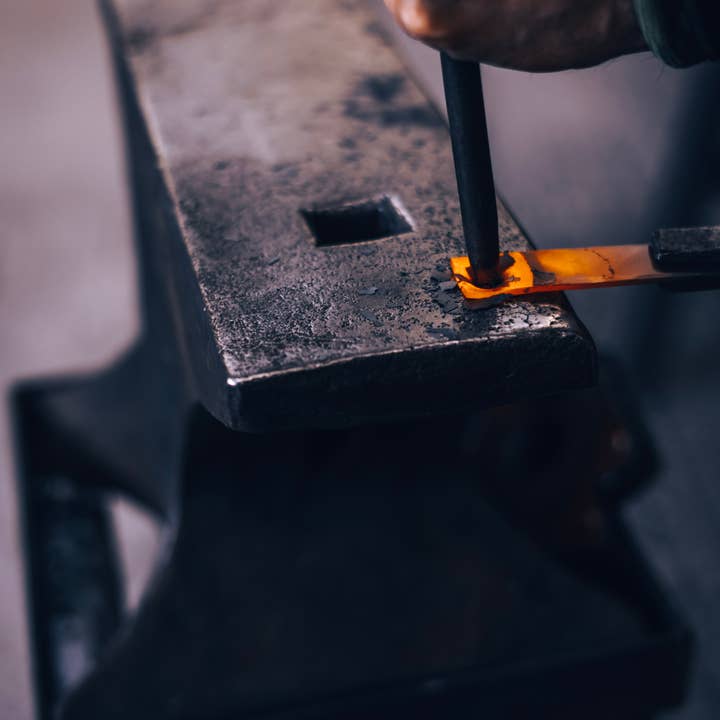 Coach House Forge – wholesale Fire pit – Handforged Iron 'Barley Twist' Poker with Bronze Hook Ring10