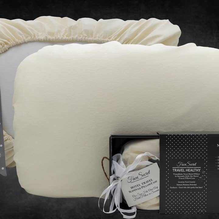 FaceSecret Travel PillowCASE - Vente Oreiller de voyage - Taie d'oreiller de voyage en bambou blanc SlipOver Taille unique