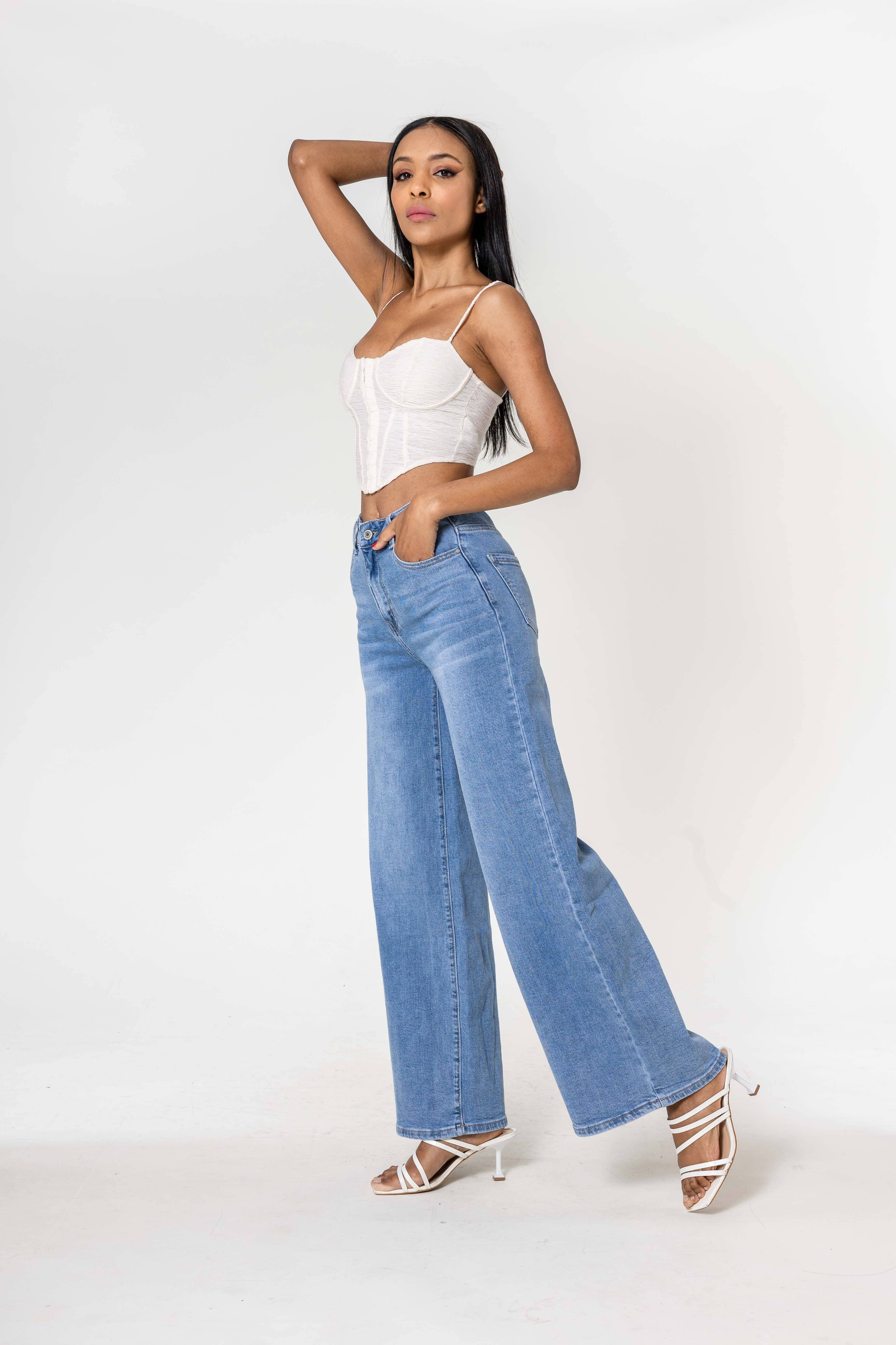 Nina Carter - Vente Jean – femme - Nina Carter super WIDE LEG taille haute stretch YY30054