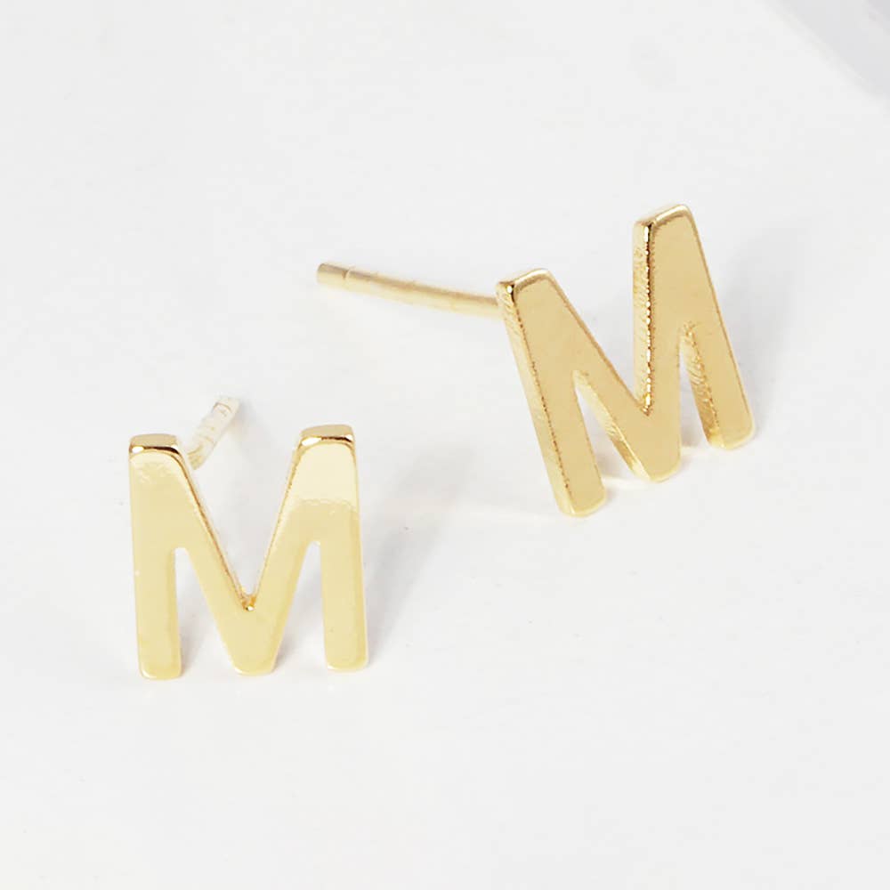 Sensibling Corp. - Wholesale Stud/Post Earrings - Gold Dipped Metal Initial Monogram Stud Earrings20