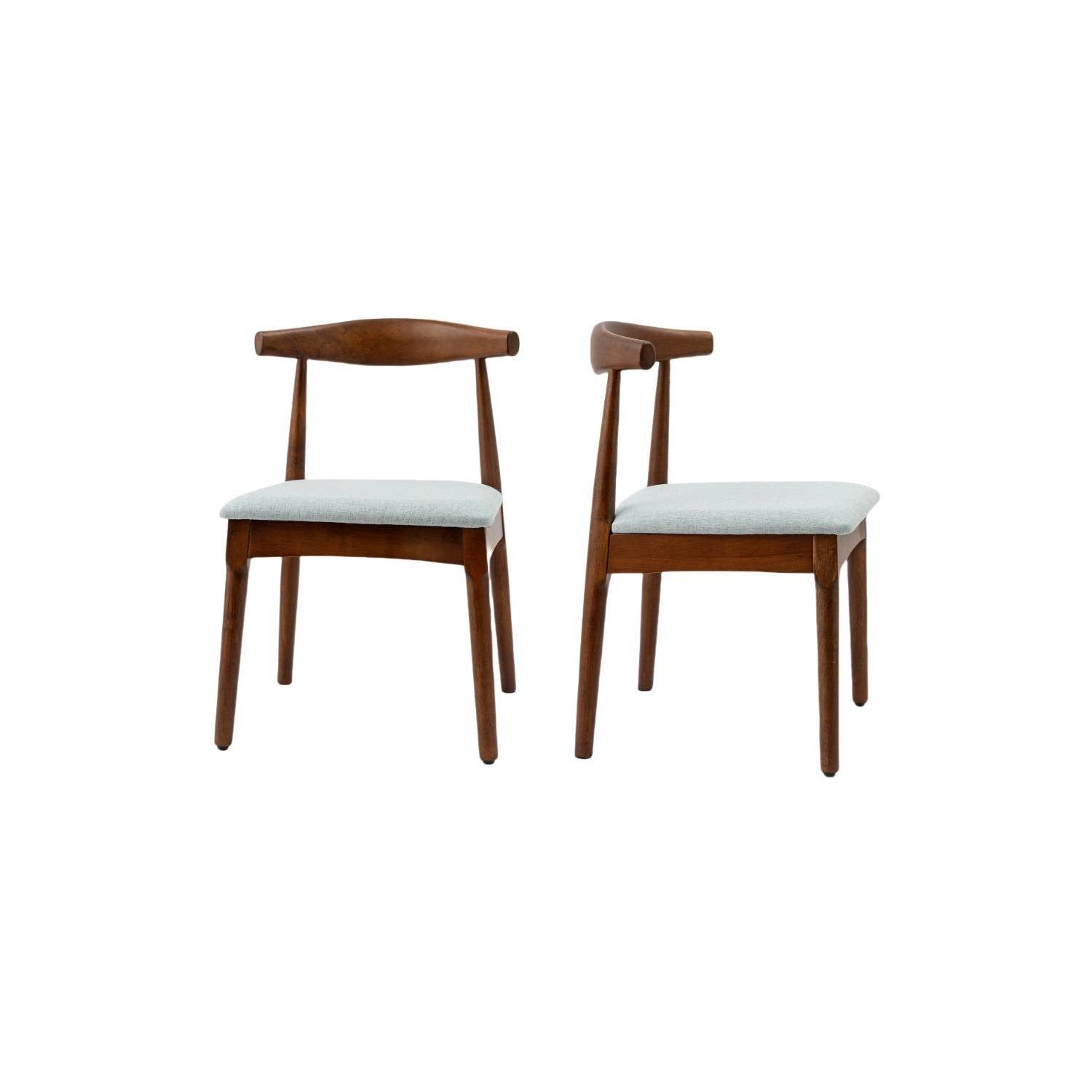 Bleu Clair Ensemble de 2 chaises de salle à manger en bois massif rembourrées Tonle Mid-Century en vente sur Faire1