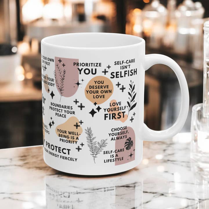 EMESLY - Wholesale Coffee Mug - Caring for Me First Mug - Motivational Coffee Cup for Women,1