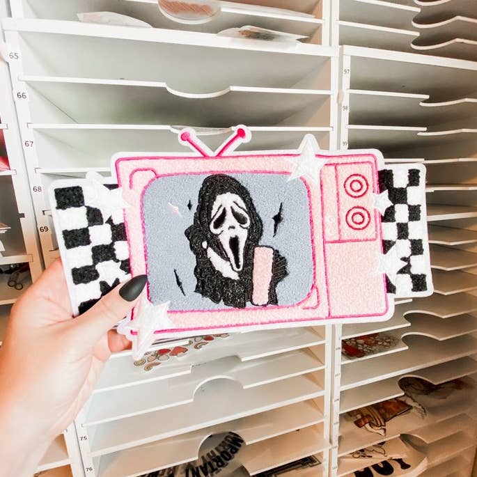 Teddy Transfers - Wholesale Patch - Caller on TV Chenille Heat Patch Transfer0