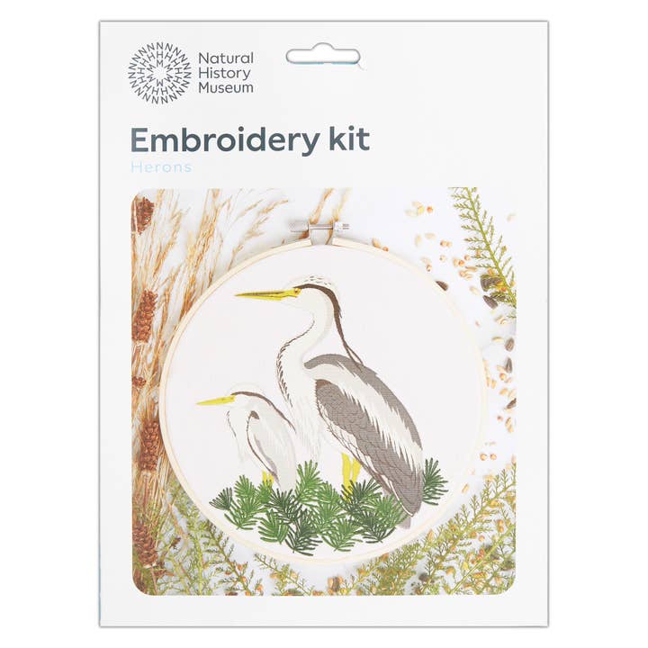 Natural History Museum Embroidery Hoop Kit, Herons, 8" for wholesale by West Design Products