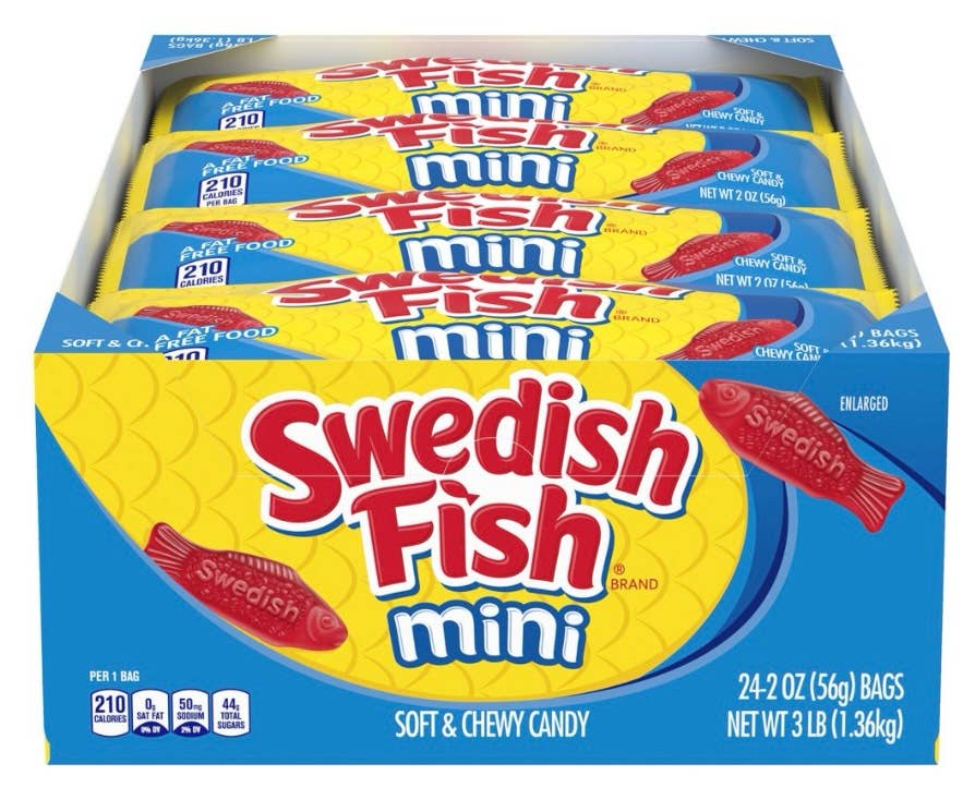 O'Shea's Candies Sweet Shop - Wholesale Gummy - Nostalgic 1957 Original Swedish Mini Fish 🐟24ct Display Box4