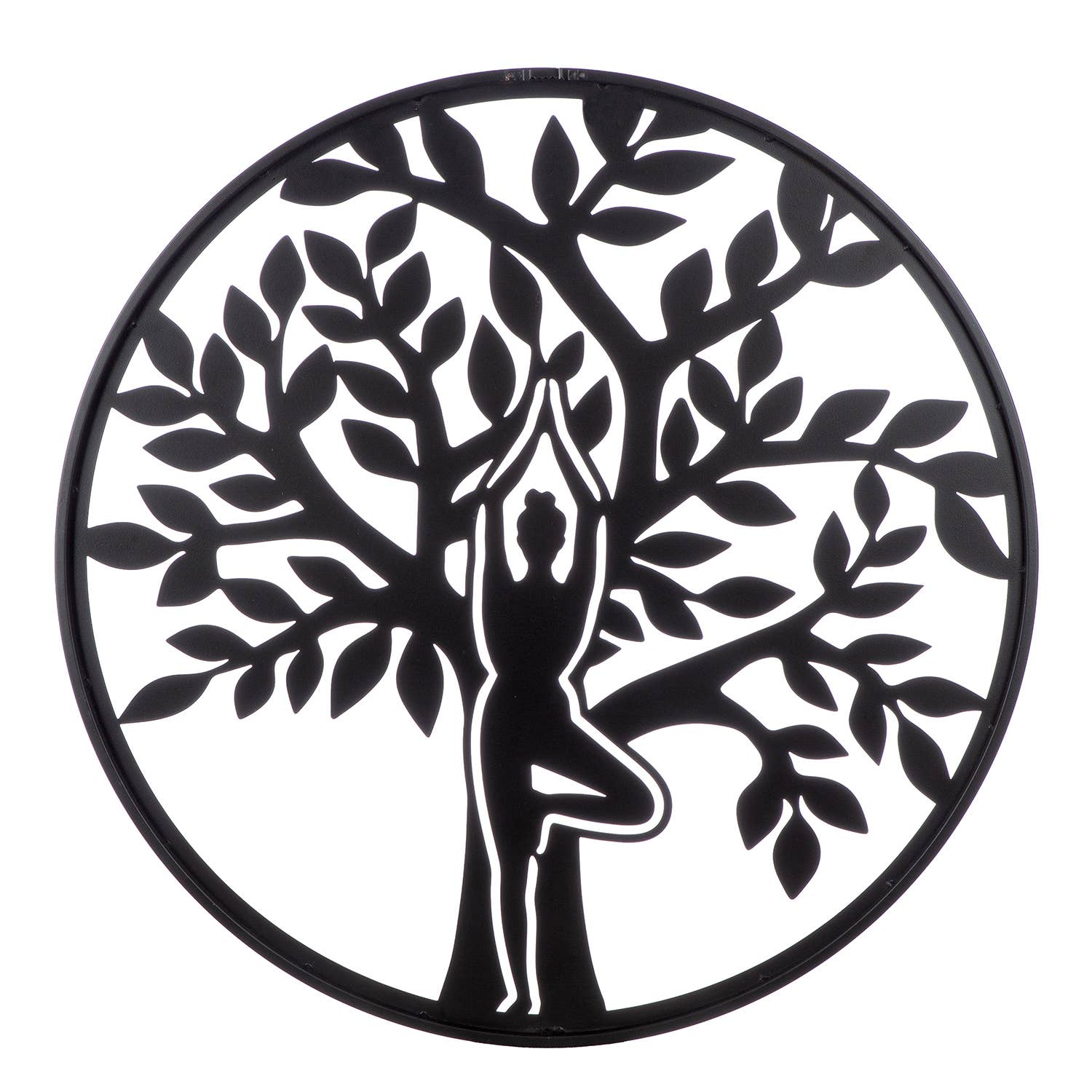 black Namaste round wall relief, h.60 cm for wholesale on Faire2