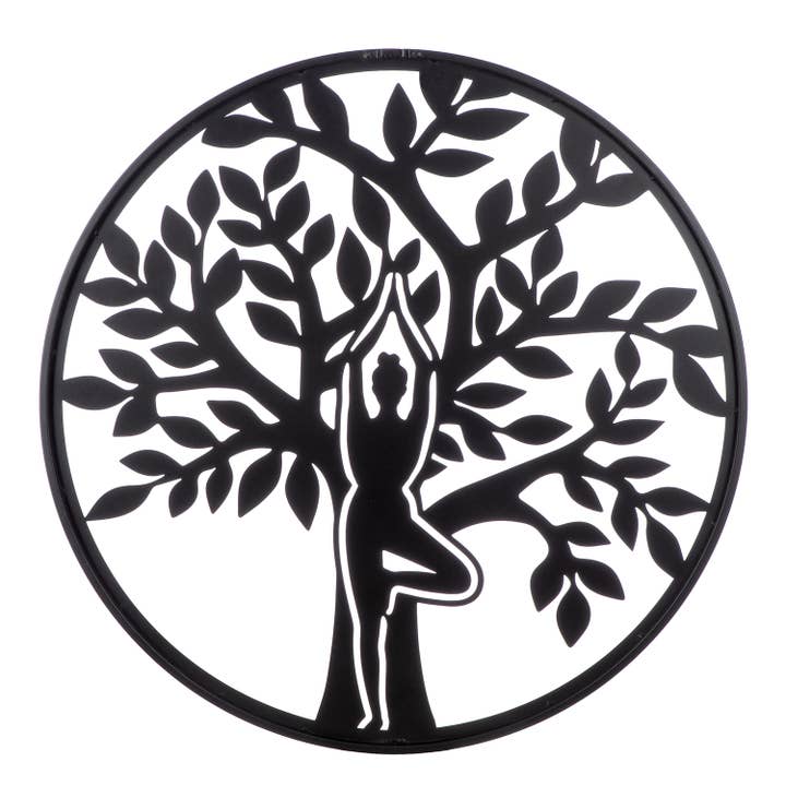 black Namaste round wall relief, h.60 cm for wholesale on Faire2