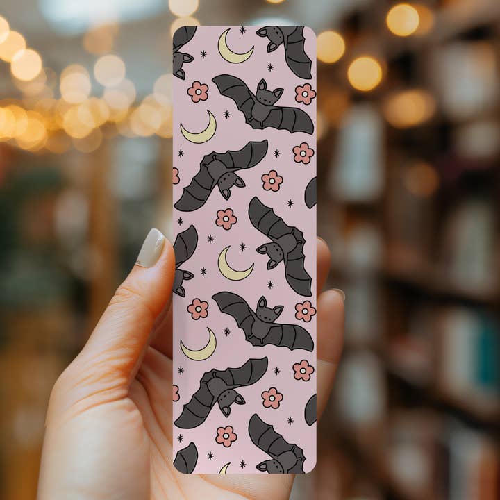 Halloween Floral Bats | Soft Matte Laminated Bookmark for wholesale by Indie Heart Studio