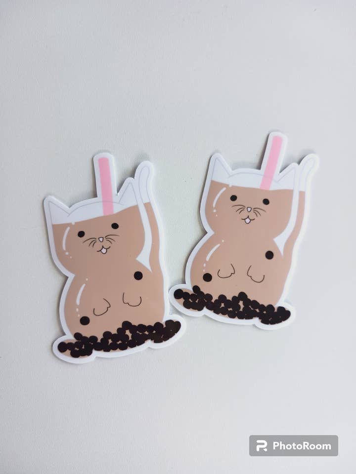 Boba Cat Sticker - Milk Tea for wholesale by Art by Irene