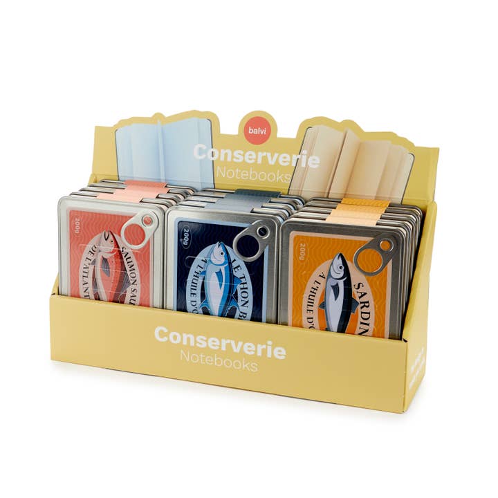 Caderno Conserverie, display com 12 unidades, metal/papel por atacado de Balvi