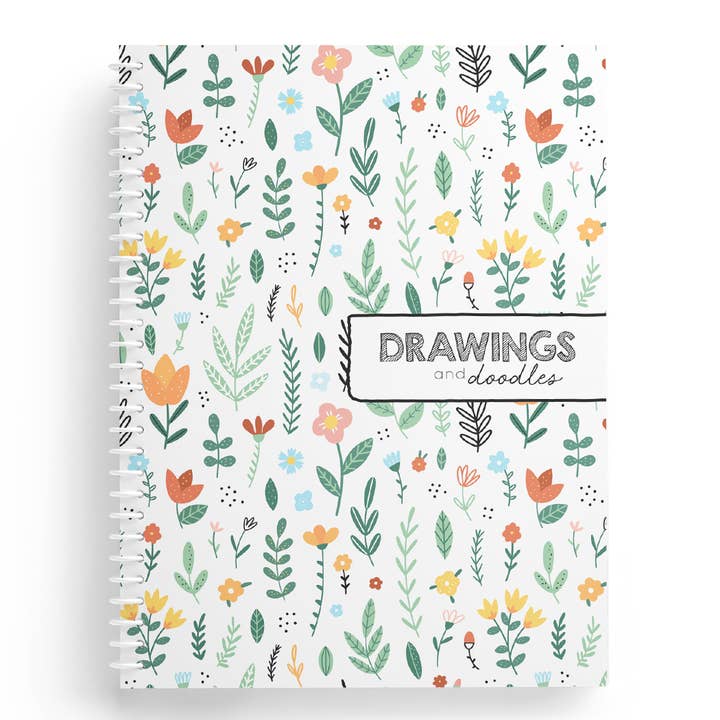 Flowers Print Sketchbook | 8.5 x 11 Size | 50 Blank Pages for wholesale by Two Giggles