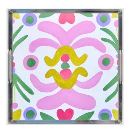 Palm Beach Acrylic Tray, 12 x 12 Serving Tray Colorful for wholesale by Jeanne Player Fine Art