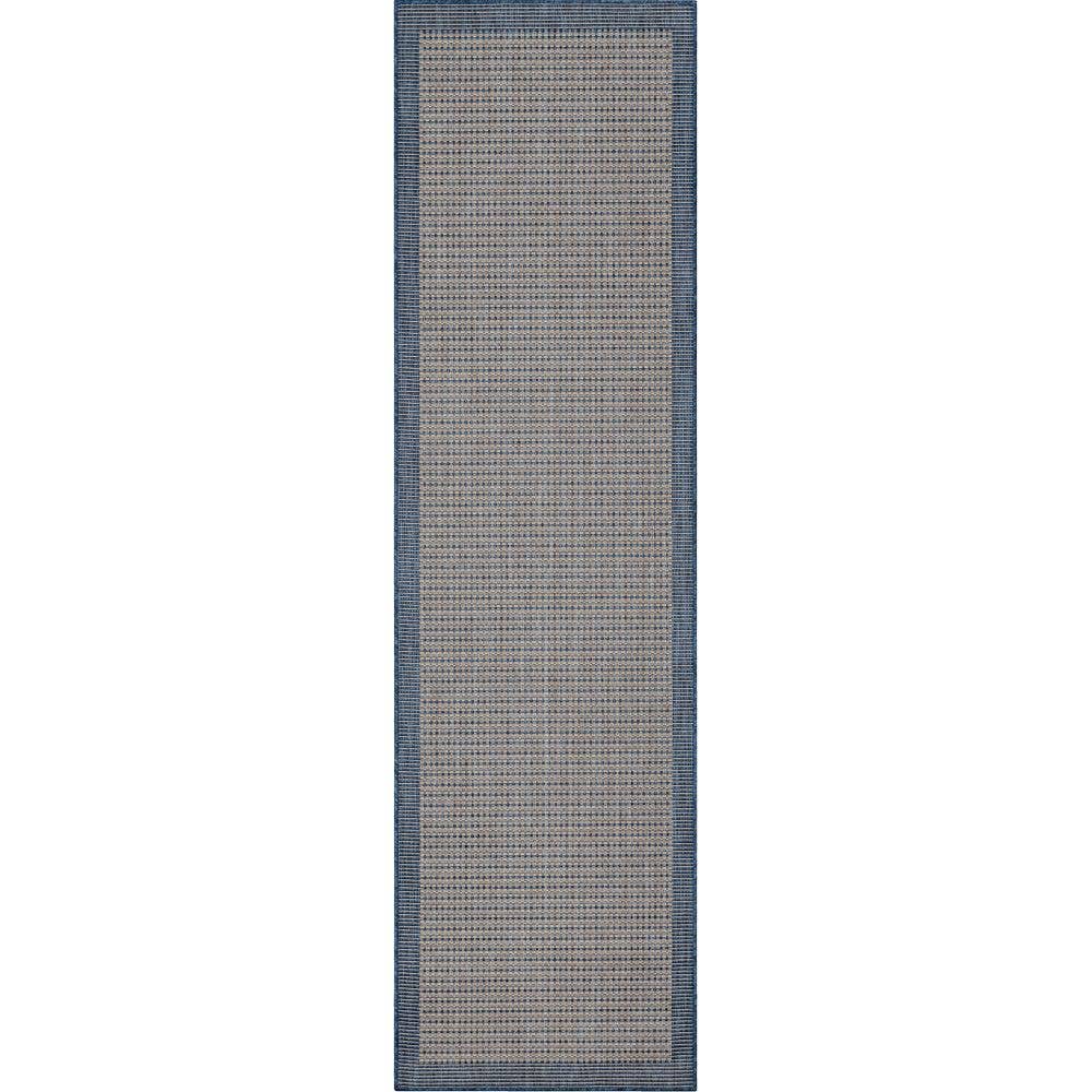 Well Woven - Wholesale Area Rug - Odin Solid & Striped Border Indoor Outdoor Blue Flatweave10