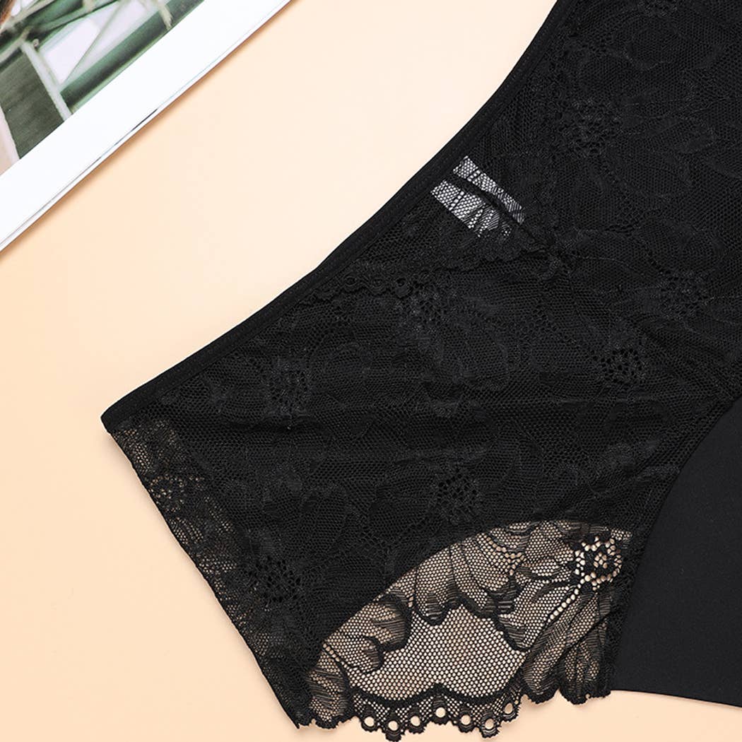 Black Super Absorbency Middle-Waist Brief Period Underwear Lace for wholesale on Faire2