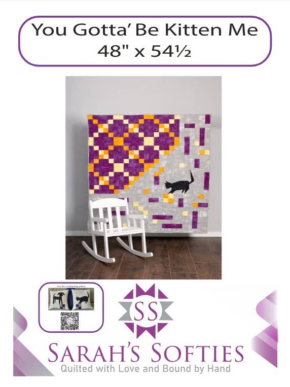 You Gotta' Be Kitten Me- Simple Irish Chain Quilt, Cat Helper for wholesale by Sarah's Softies