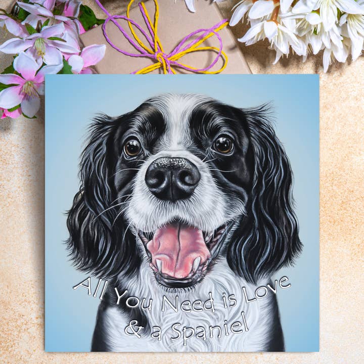 Dog Greeting Card - English Springer Spaniel - Quote for wholesale by Irisha's Card Art
